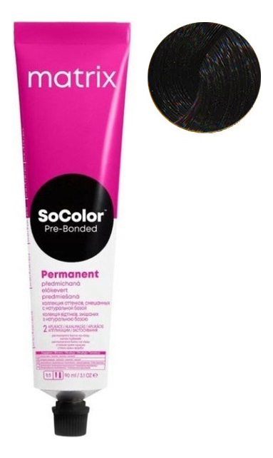 перманентная краска для волос socolor pre-bonded permanent 90мл: 2n