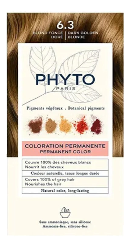 краска для волос phyto color: 6.3 темный золотистый блонд
