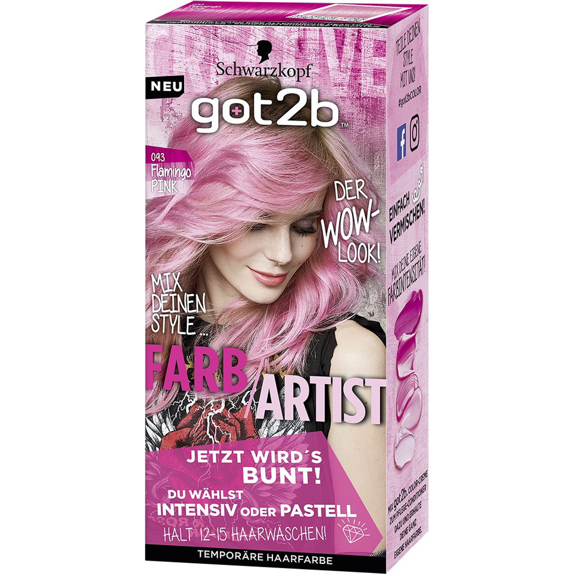 тонирующая краска для волос got2b farb artist 093 flamingo pink 80 мл