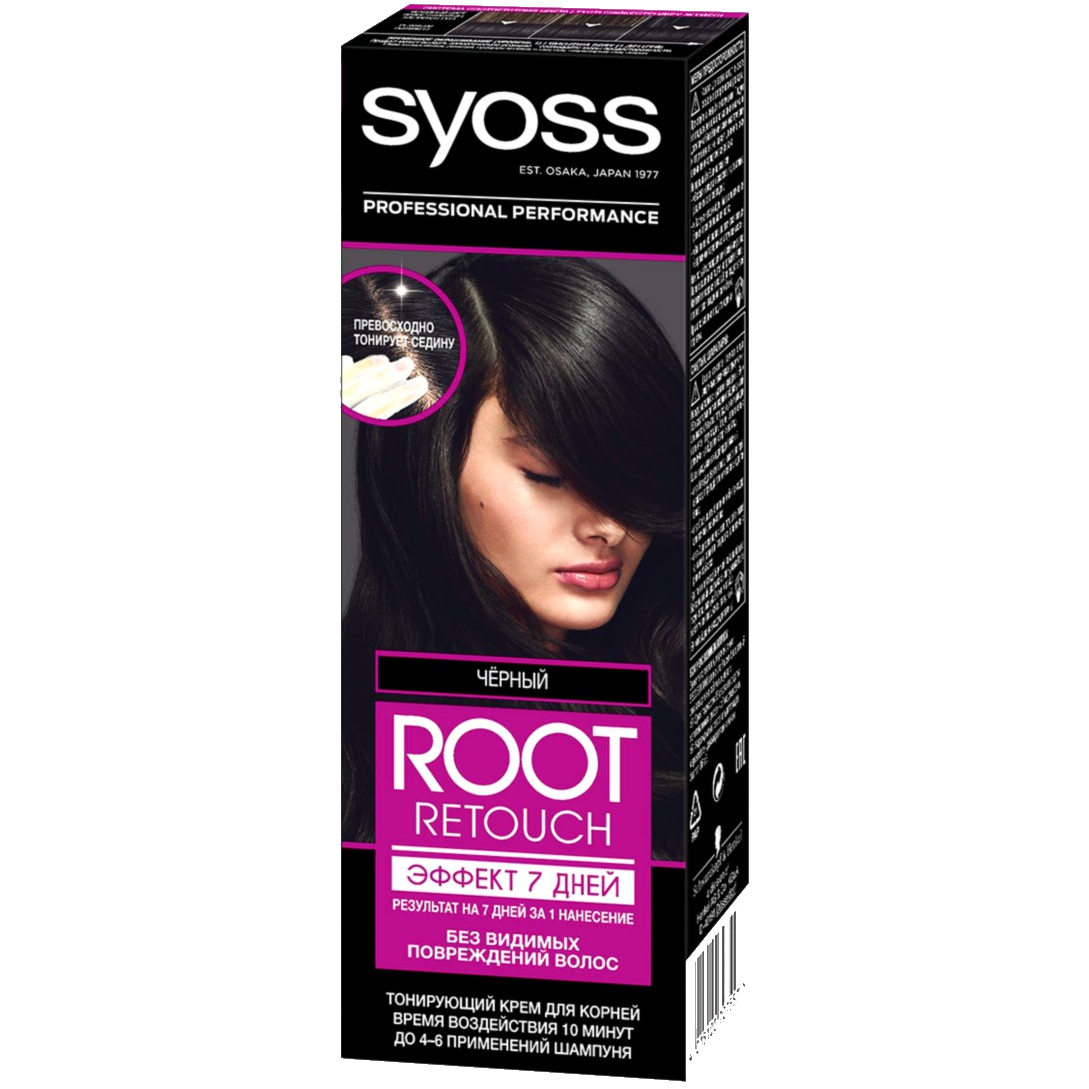 крем для волос syoss root retoucher тонирующий эффект 7 дней оттенок 1.0 чёрный