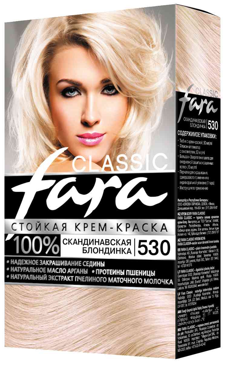 стойкая крем-краска для волос fara classic 530 скандинавская блондинка