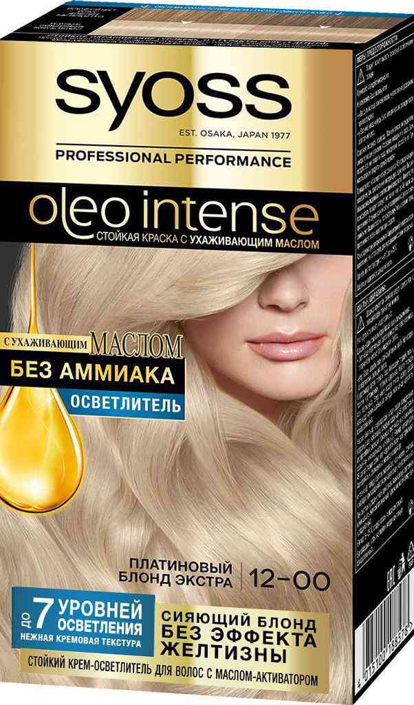 крем-краска для волос syoss oleo intense 12-00 платиновый блонд экстра