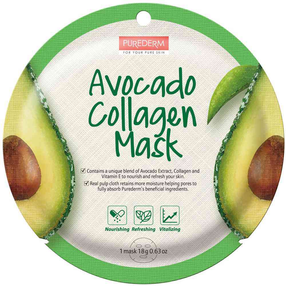 маска для лица коллагеновая purederm с экстрактом плодов авокадо