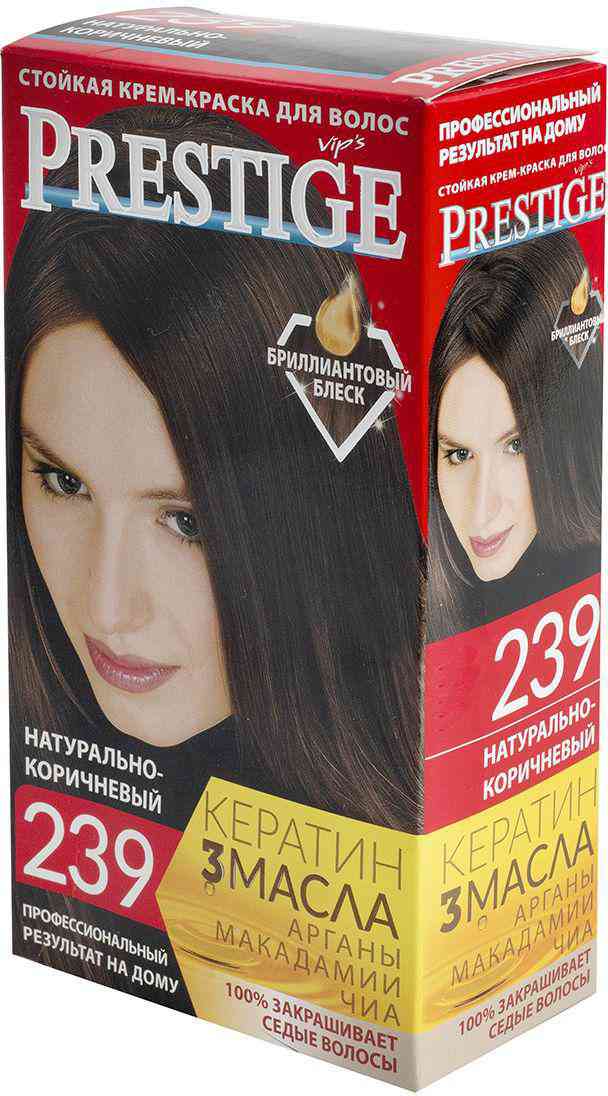 крем-краска для волос стойкая prestige vip's натурально-коричневый 239
