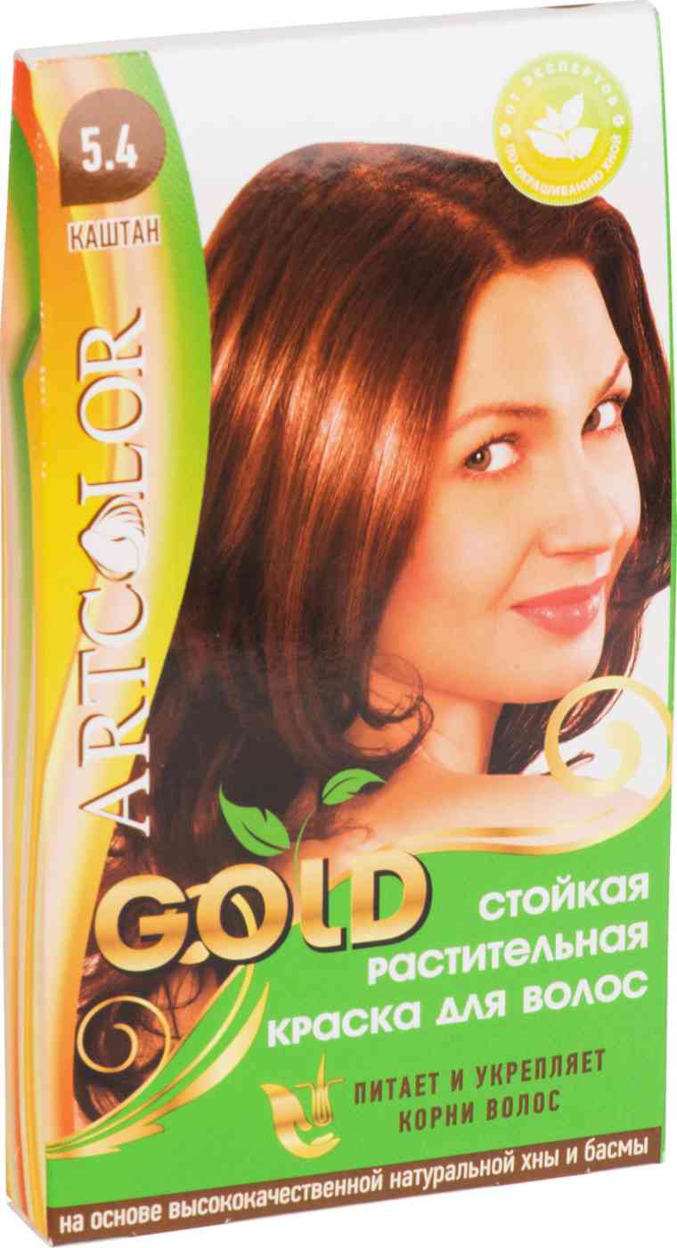 краска для волос растительная артколор gold каштан 5.4 на основе хны и басмы