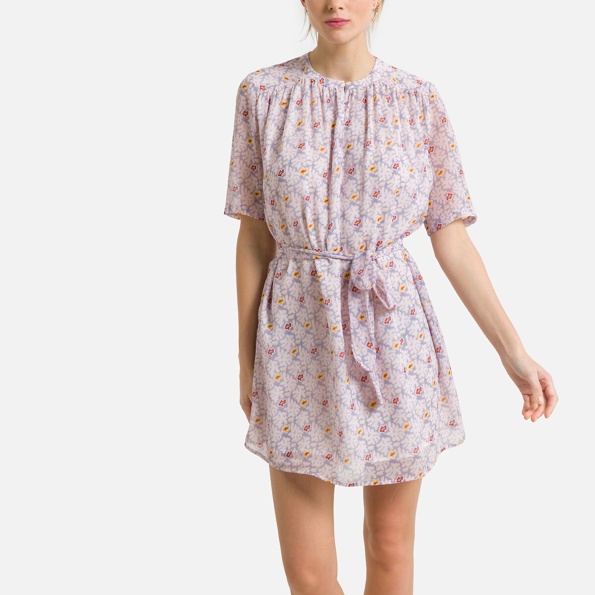 платье с короткими рукавами и рисунком 2(m) розовый