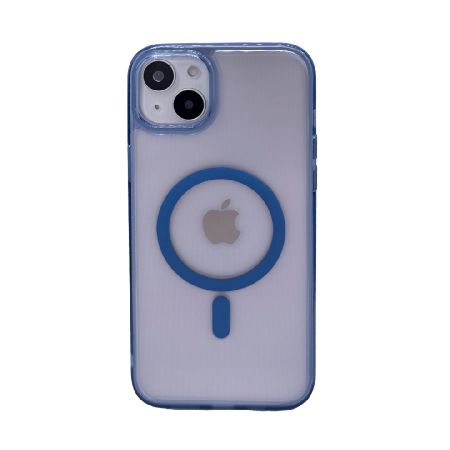 пластиковая накладка wiwu crystal case magsafe для iphone 14 plus синий кант