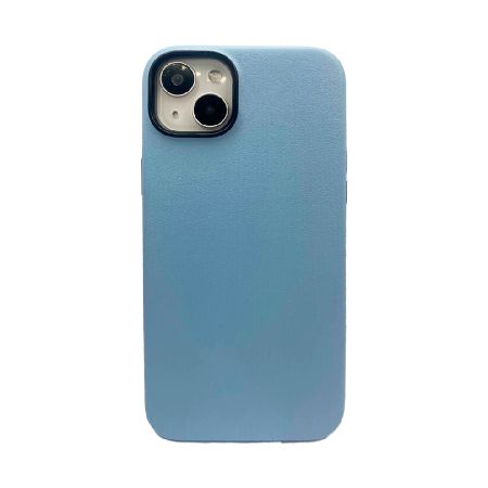 пластиковая накладка kzdoo noble для iphone 14 plus под кожу голубая