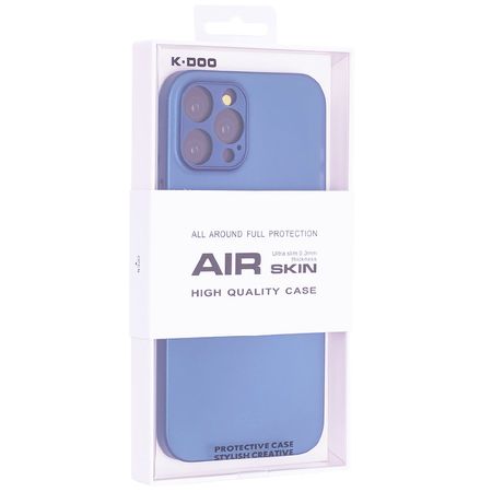 пластиковая накладка k-doo noble для iphone 13 pro голубая под кожу