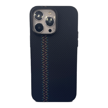 пластиковая накладка luxo life magsafe carbon для iphone 14 pro max черно синяя