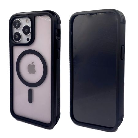 противоударная пластиковая накладка kzdoo mag ares magsafe для iphone 14 pro max черный кант