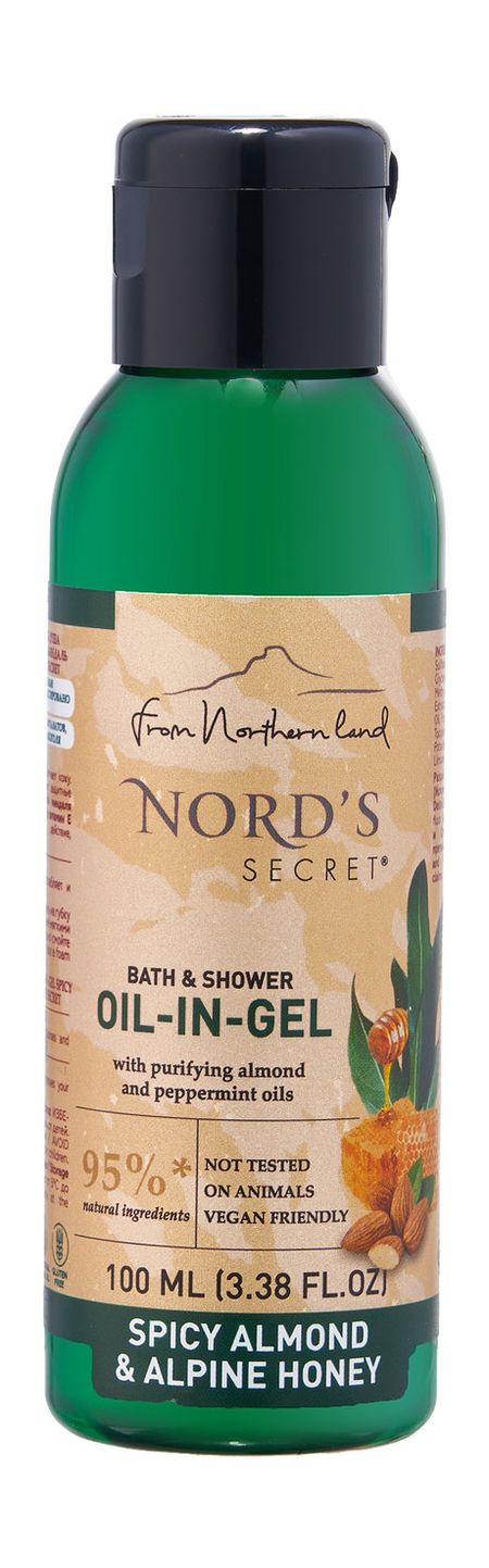 nord's secret soothing bath & shower oil-in-gel spicy almond & alpine honey travel size