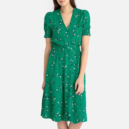 платье с рисунком и застежкой на пуговицы madoura xs зеленый