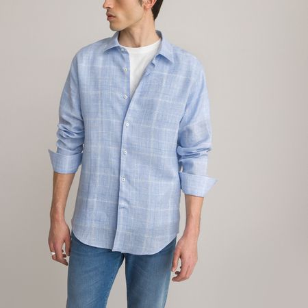 рубашка узкого покроя с длинными рукавами 41/42 синий