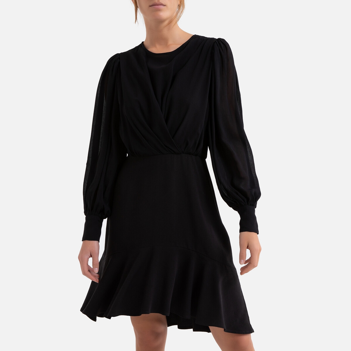 платье расклешенное с длинными рукавами 3(l) черный