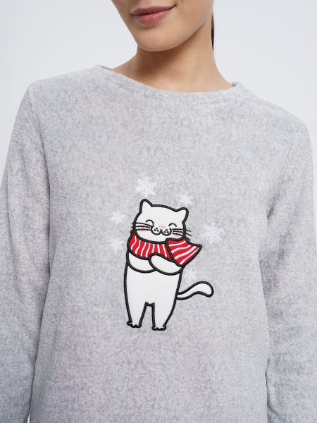 зимняя новогодняя пижама с котиком и снежинками