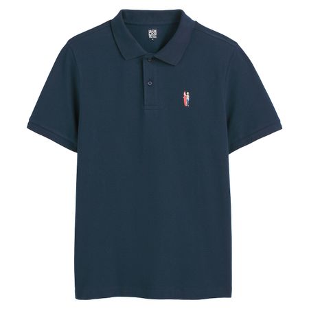 футболка поло с короткими рукавами с вышивкой xl синий