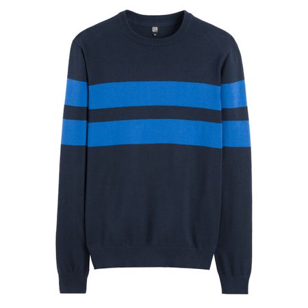 пуловер с круглым вырезом из тонкого трикотажа xxl синий