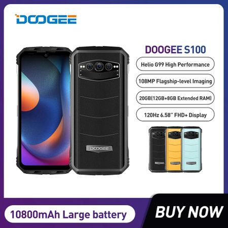 doogee s100 rugged 120hz helio g99 6.58"  66w fast charge 108mp camera 12gb+256gb 10800mah battery