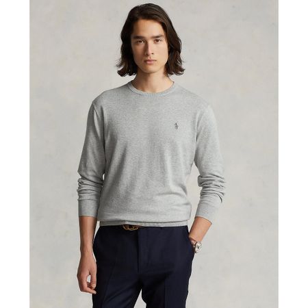 пуловер с круглым вырезом из хлопка пима xl серый