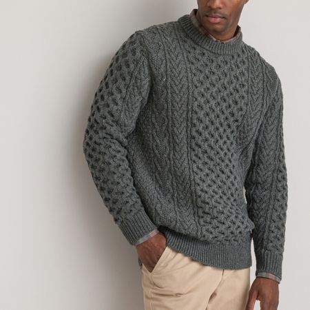 пуловер с круглым вырезом из объемного трикотажа xxl серый