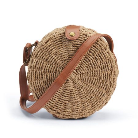 сумка круглая плетеная единый размер бежевый