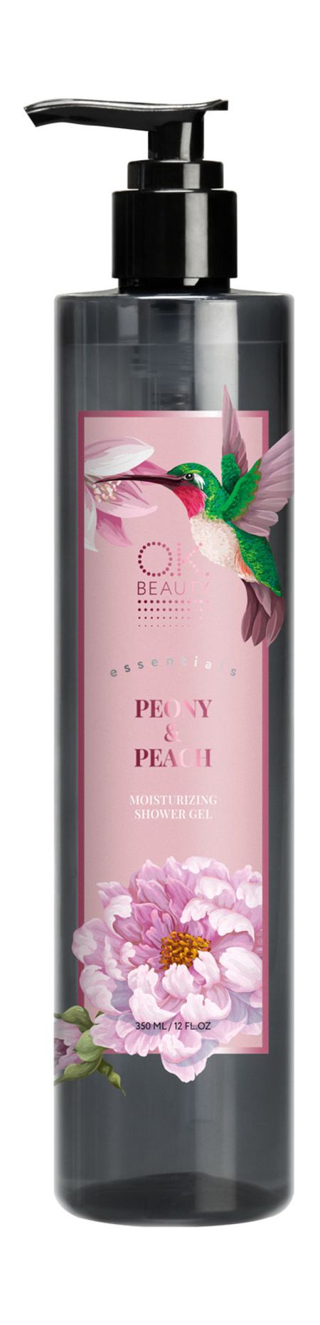 o.k.beauty essentials peony& peach moisturizing shower gel