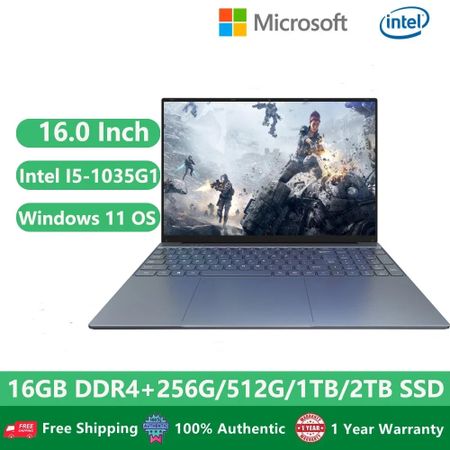 2023 офисные учебные ноутбуки i5 windows 11 игровой ноутбук нетбук 16 дюймов большой экран intel core i5-1035g1 16 гб озу 1 тб ssd ультрабук