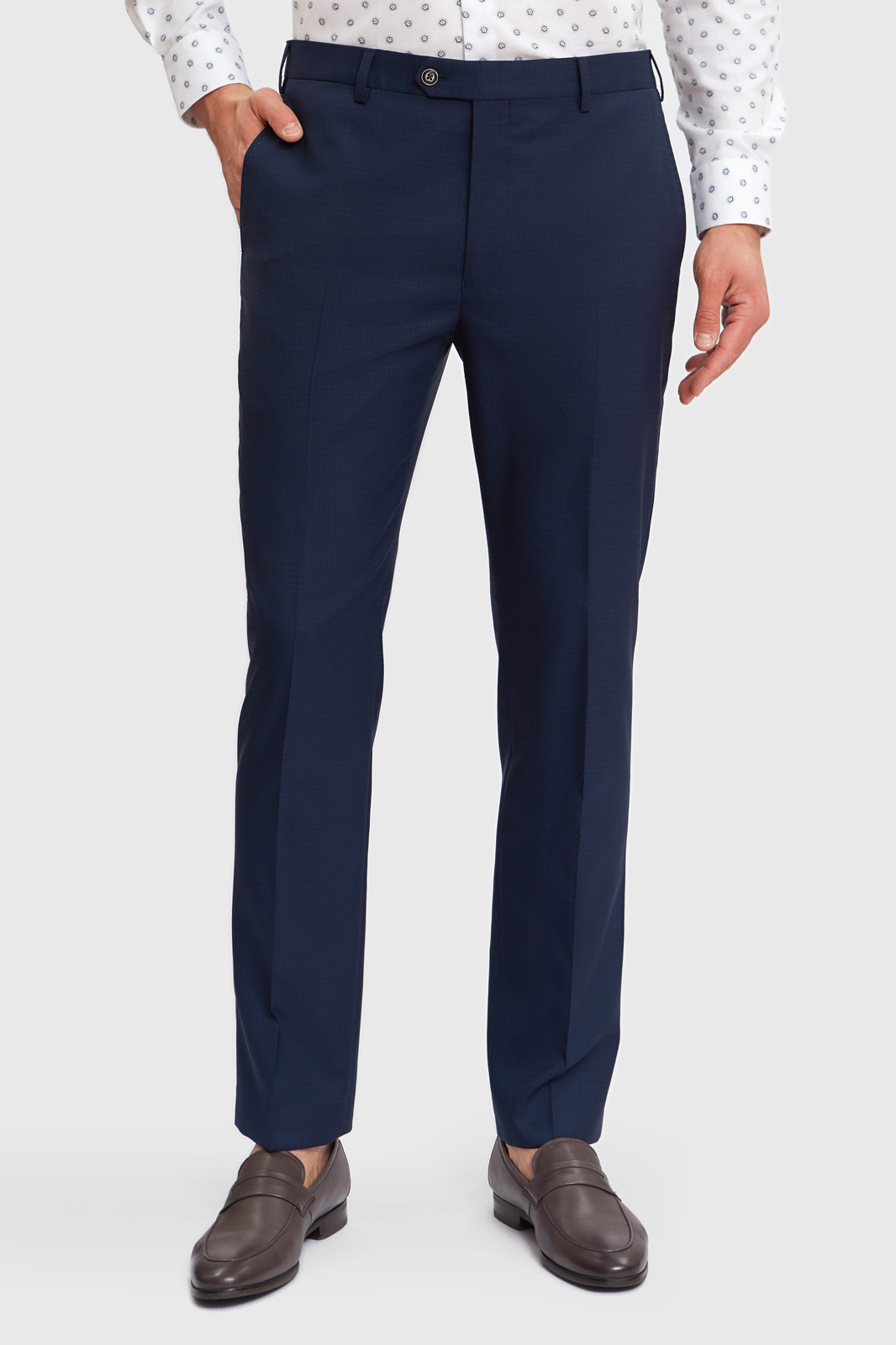 kanzler брюки прямые темно-синие из шерсти и шелка