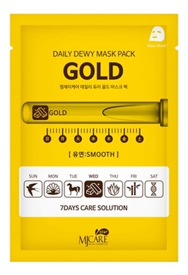 маска тканевая для лица c золотом mj care daily dewy mask pack gold smooth 25г
