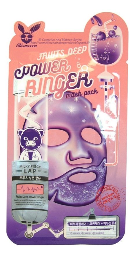 тканевая фруктовая маска для лица fruits deep power ringer mask pack 23мл: маска 23мл