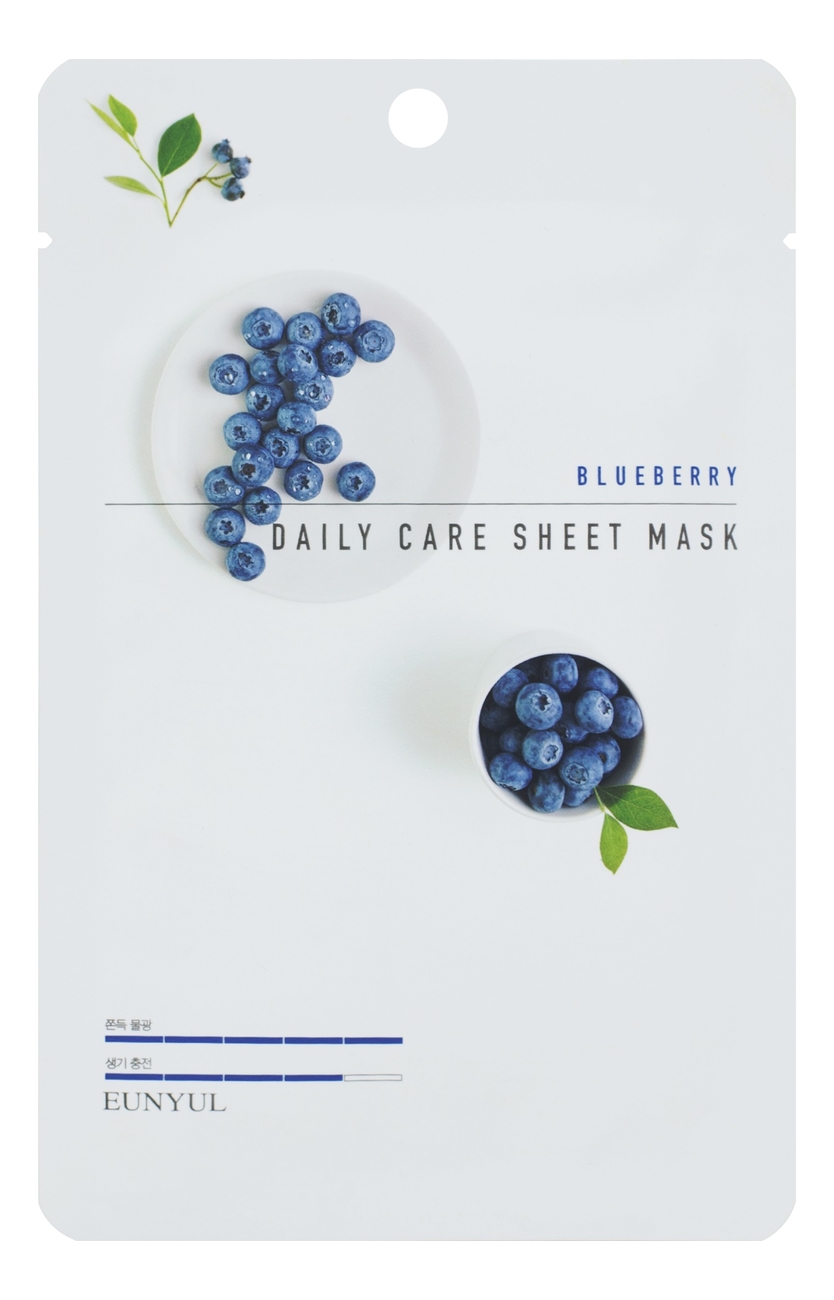 тканевая маска для лица с экстрактом черники blueberry daily care sheet mask 22г: маска 1шт