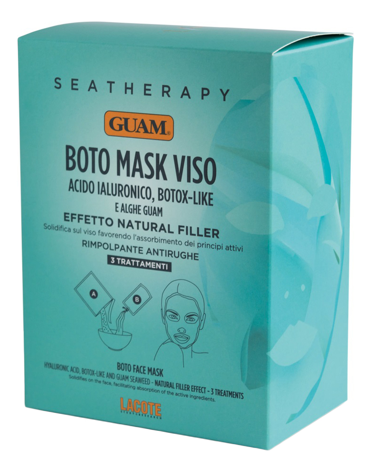 маска для лица с гиалуроновой кислотой и водорослями seatherapy boto mask viso 3*20г: маска 3шт