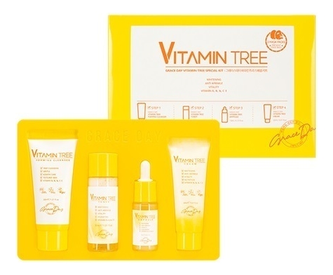набор для лица с витаминами vitamin tree (пенка д/умывания 30мл + увлажняющий тонер 30мл + ампульная сыворотка 10мл + крем 20мл)