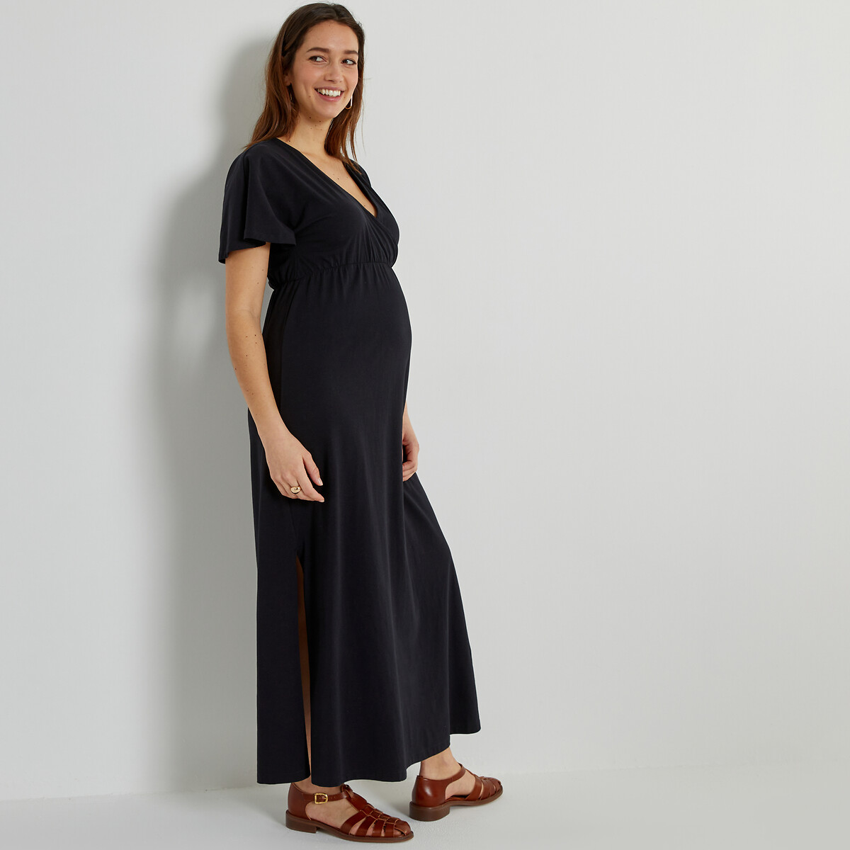 платье-макси для периода беременности из трикотажа джерси m черный