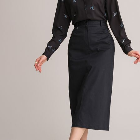 блузка с принтом кружевная вставка длинные рукава 48 (fr) - 54 (rus) черный