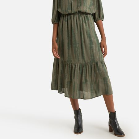 юбка с принтом длинная kylie skirt 0(xs) зеленый