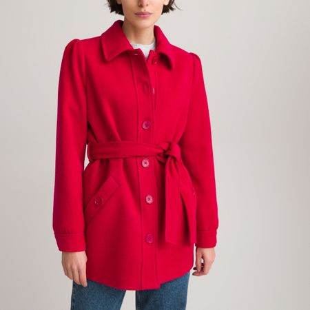 пальто средней длины на пуговицах с ремешком 44 (fr) - 50 (rus) красный