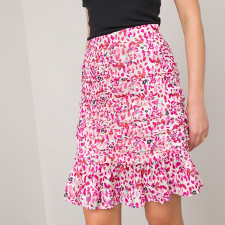 короткая юбка со складками и кружевами цветочный принт 40 (fr) - 46 (rus) розовый