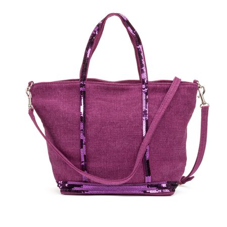 сумка-шоппер с пайетками из льна с ремешком единый размер красный