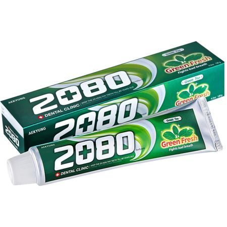 зубная паста kerasys dental clinic 2080 green fresh зеленый чай 120 г