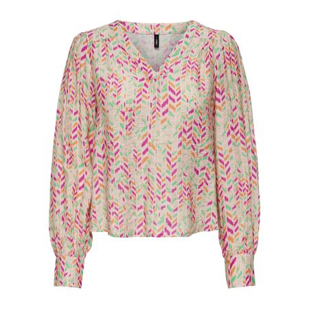 блузка с принтом и v-образным вырезом m розовый