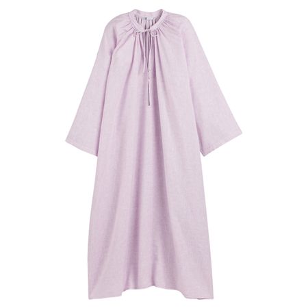 платье объемное длинное из смешанного льна единый размер фиолетовый