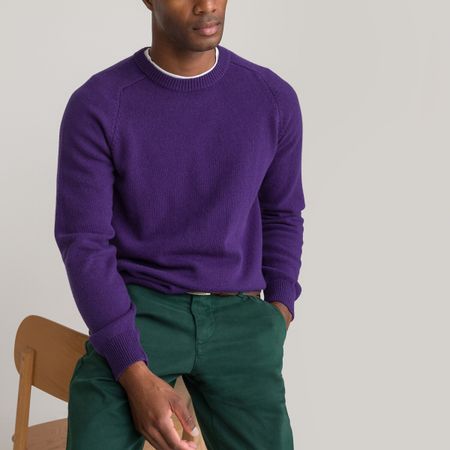 пуловер с круглым вырезом из 100 шерсти ягненка s фиолетовый