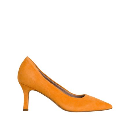 туфли-лодочки из кожи с заостренным мыском на каблуке 40 оранжевый