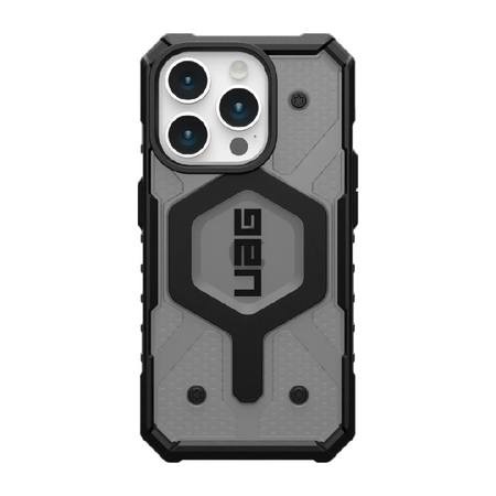 противоударная пластиковая накладка uag pathfinder magsafe для iphone 15 pro затемненная черный кант