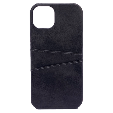 кожанная накладка juteni с картхолдером для iphone 15 pro черная