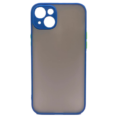 пластиковая накладка new skin для iphone 15 plus затемненная синий кант
