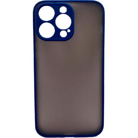пластиковая накладка new skin для iphone 15 pro max затемненная синий кант