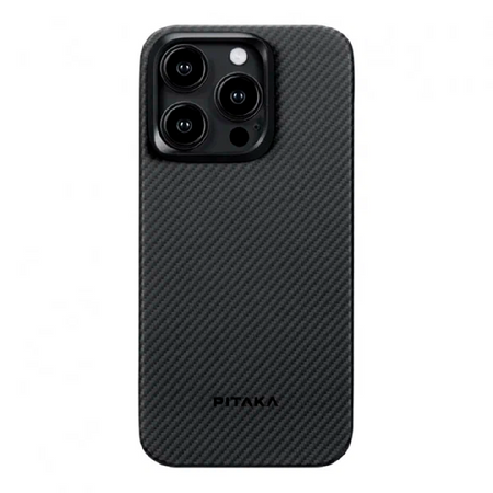кевларовая накладка pitaka magez case 4 для iphone 15 pro черно-серый мелкое плетение